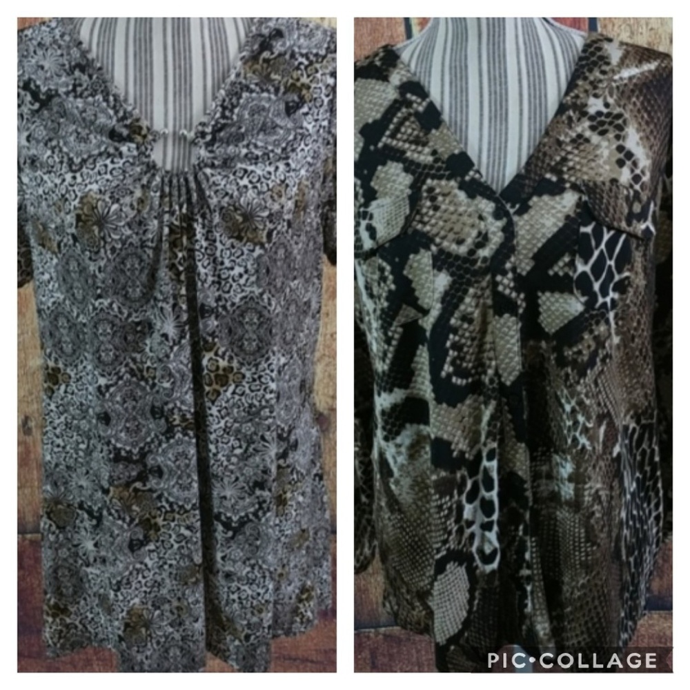 Bundle of 2 Tops Animal Print & Paisley Print XL